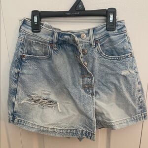 Distressed Denim Skort